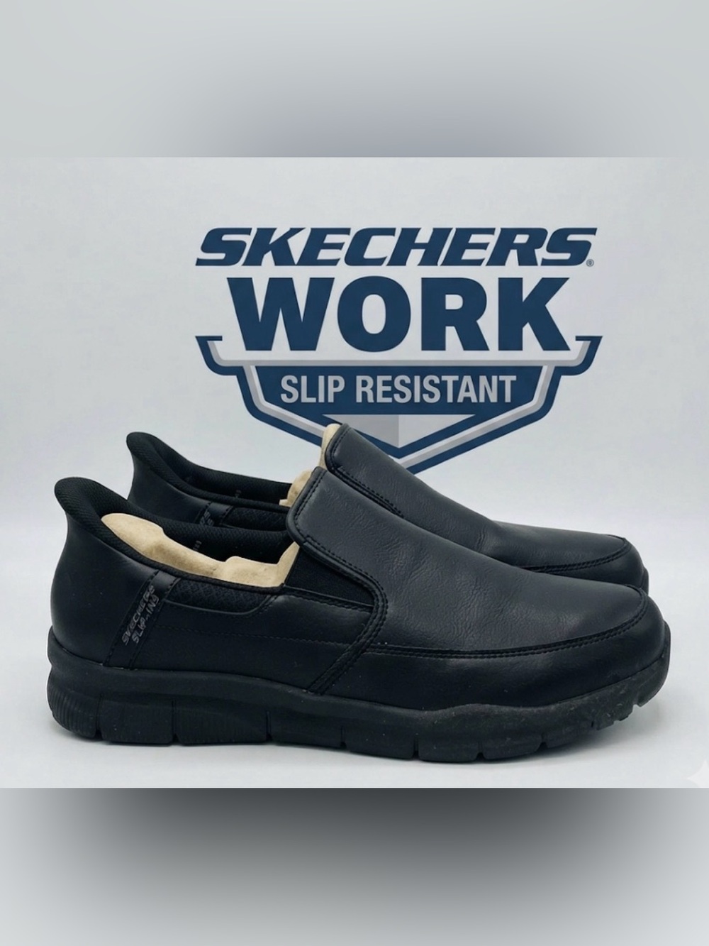 Authentic Skechers slip-ins slip resistant wide fit work sneakers sz mens 10.5